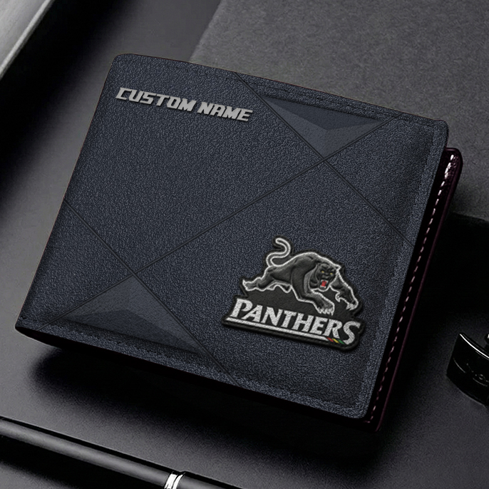 Auspiritmerch Penrith Panthers Personalized Leather Wallet Gift For Fans