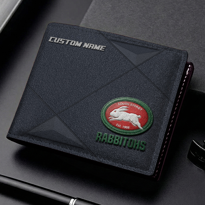 Auspiritmerch South Sydney Rabbitohs Personalized Leather Wallet Gift For Fans