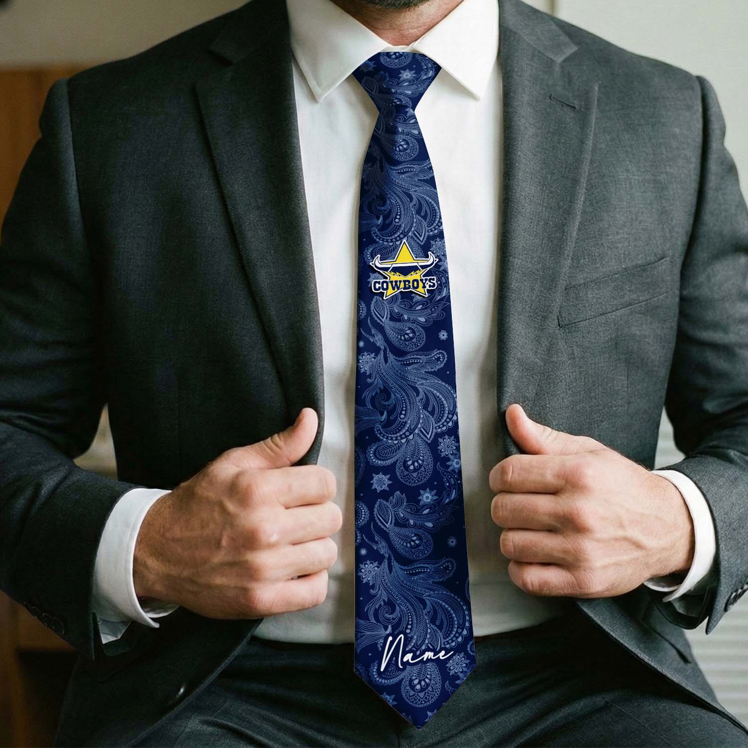 Auspiritmerch North Queensland Cowboys Personalized Necktie Gifts For Fans