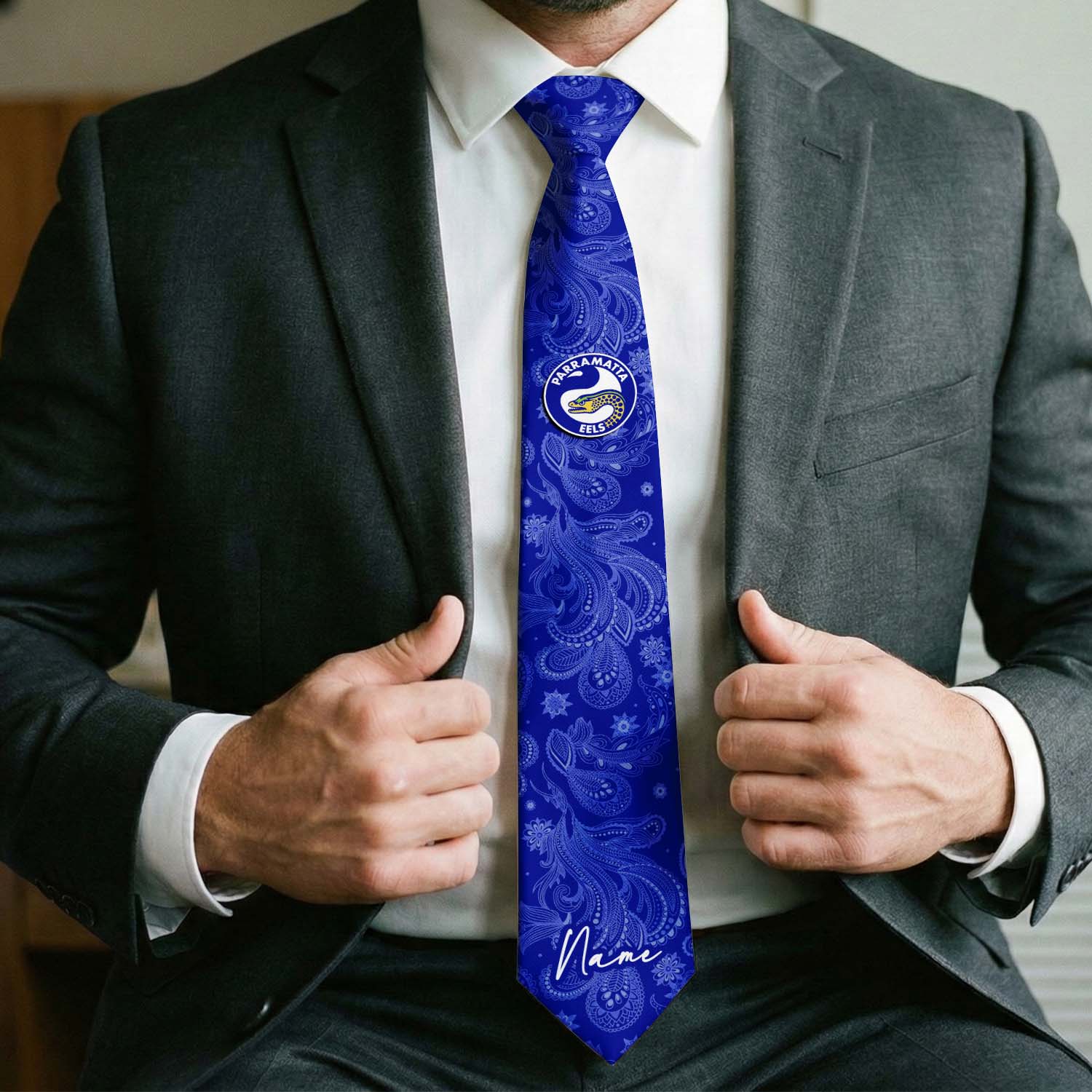 Auspiritmerch Parramatta Eels Personalized Necktie Gifts For Fans