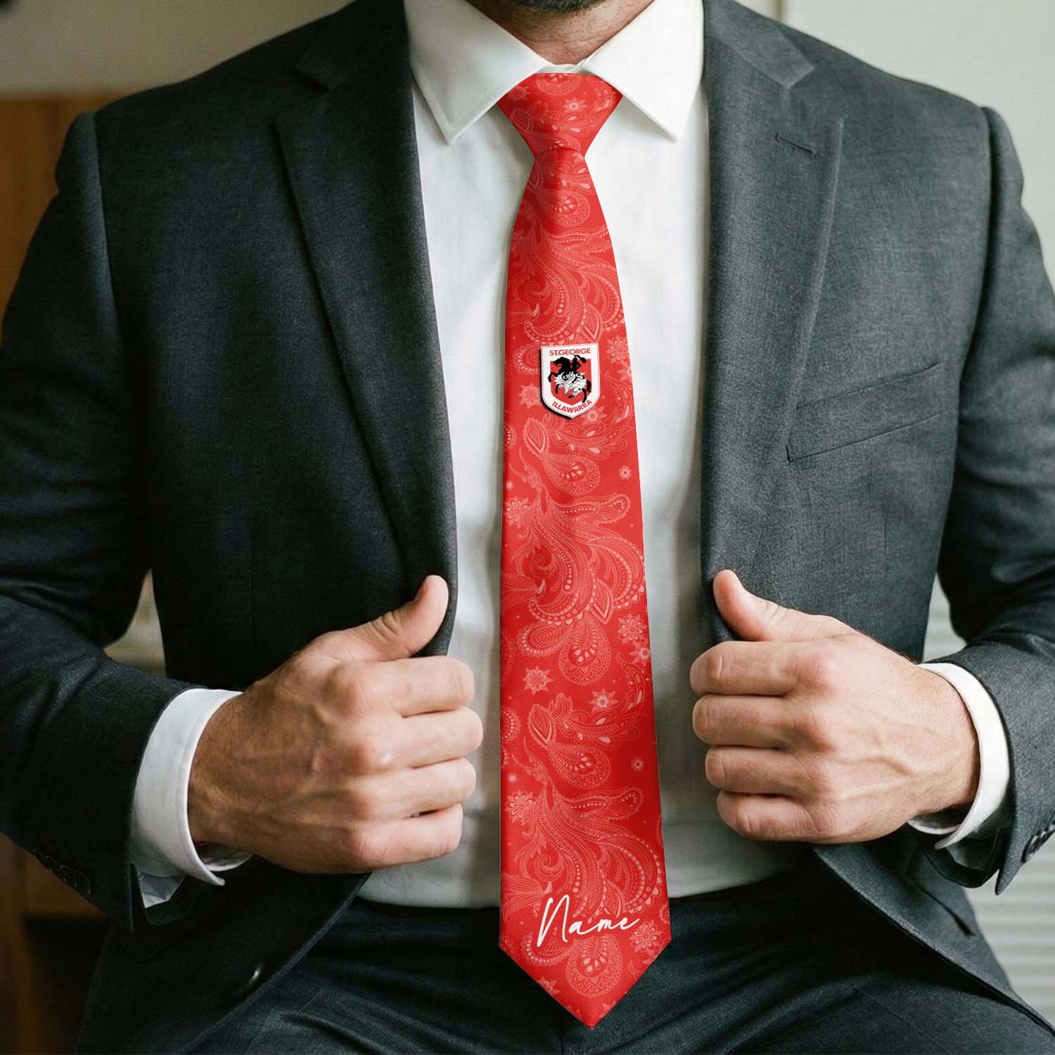 Auspiritmerch St. George Illawarra Dragons Personalized Necktie Gifts For Fans