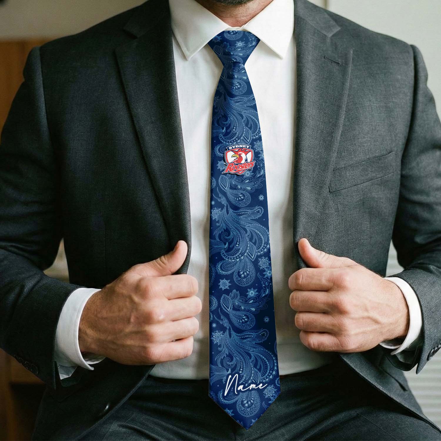 Auspiritmerch Sydney Roosters Personalized Necktie Gifts For Fans