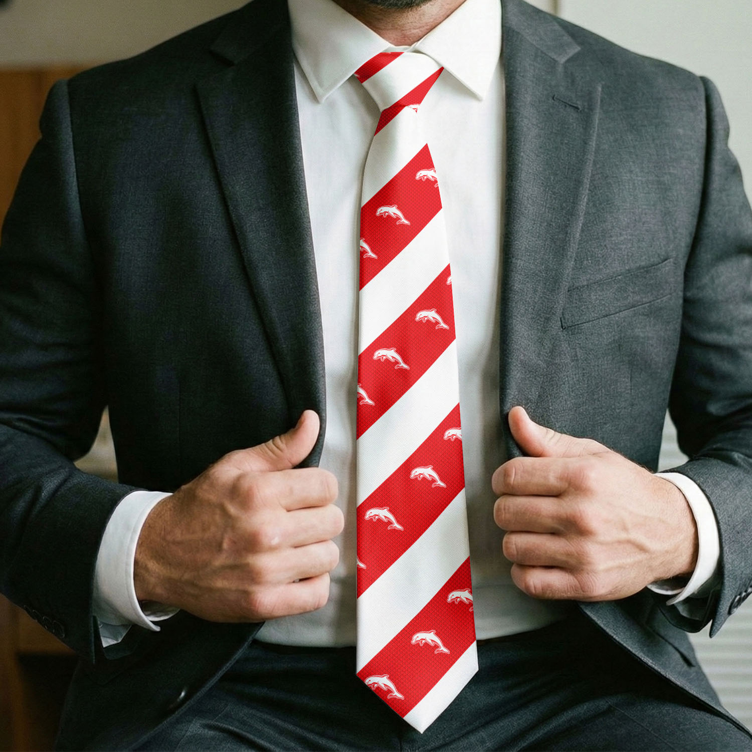 Auspiritmerch Dolphins Personalized Necktie Gifts For Fans