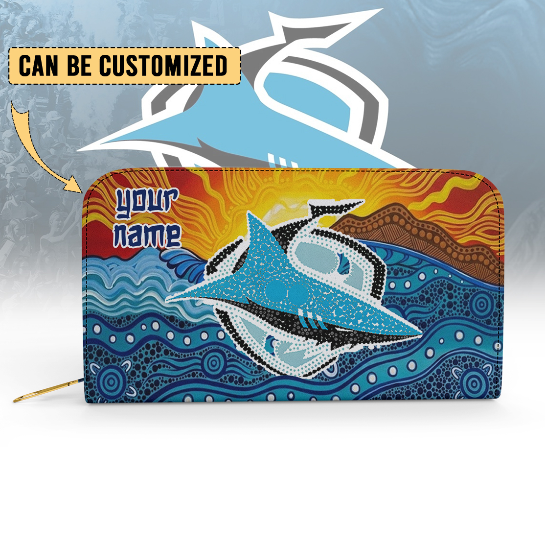 Auspiritmerch Cronulla-Sutherland Sharks Personalized Clutch Purse Gift For Fans