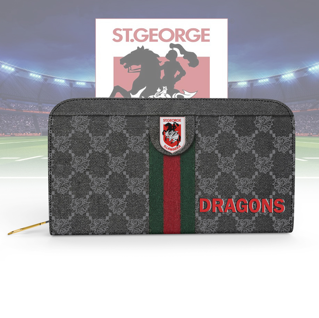 Auspiritmerch St. George Illawarra Dragons Personalized Clutch Purse Gift For Fans