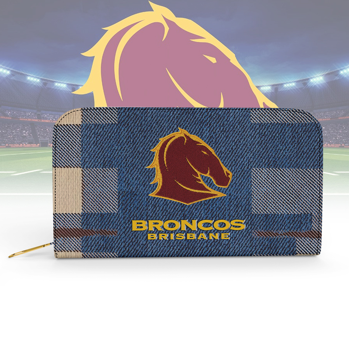 Auspiritmerch Brisbane Broncos Personalized Clutch Purse Gift For Fans