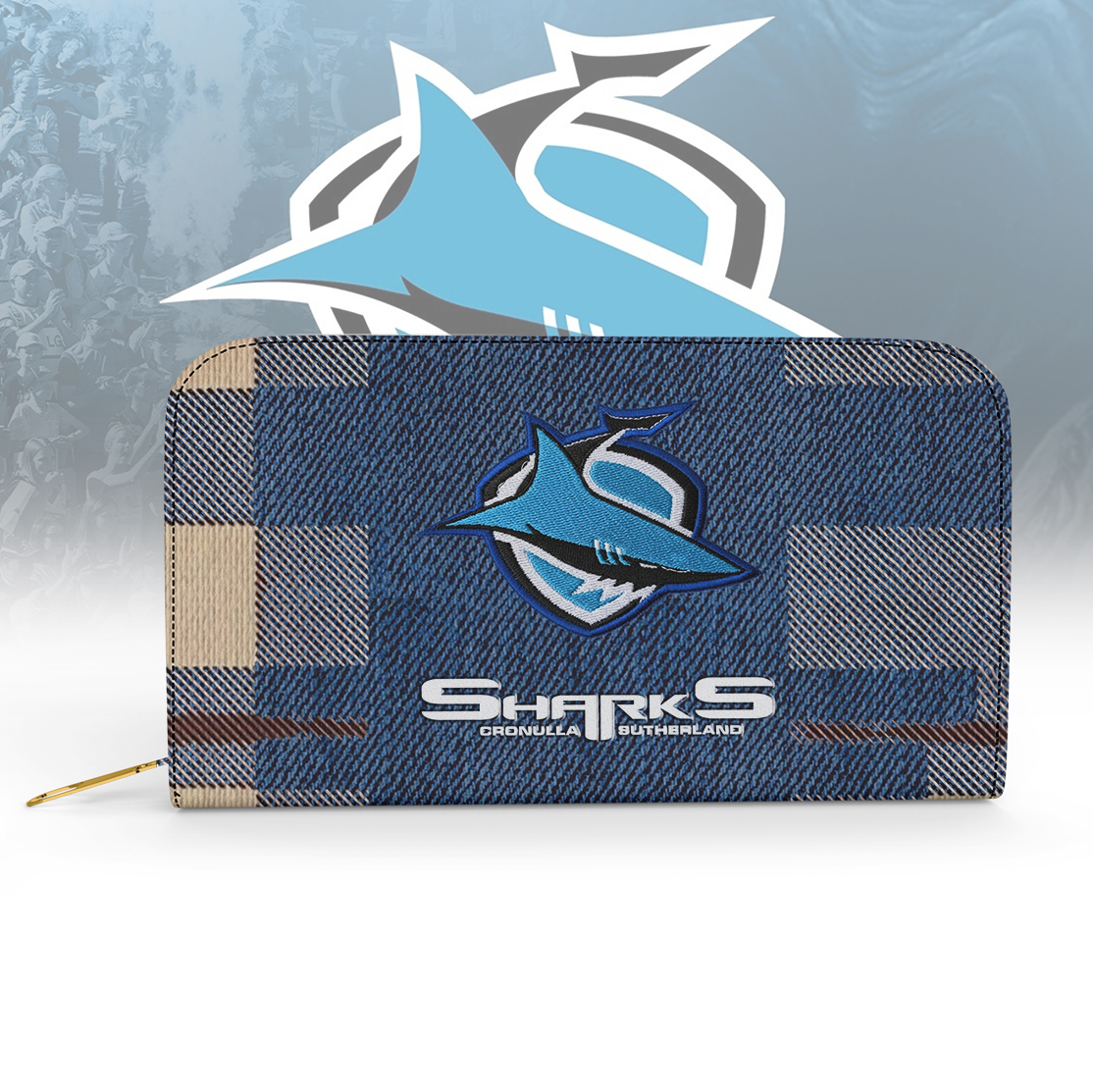 Auspiritmerch Cronulla-Sutherland Sharks Personalized Clutch Purse Gift For Fans