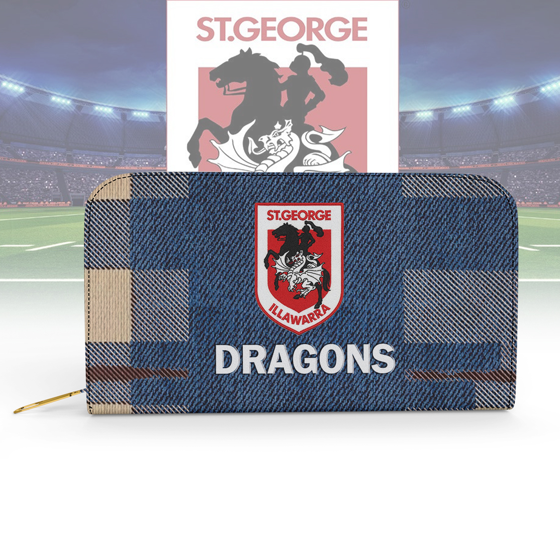 Auspiritmerch St. George Illawarra Dragons Personalized Clutch Purse Gift For Fans