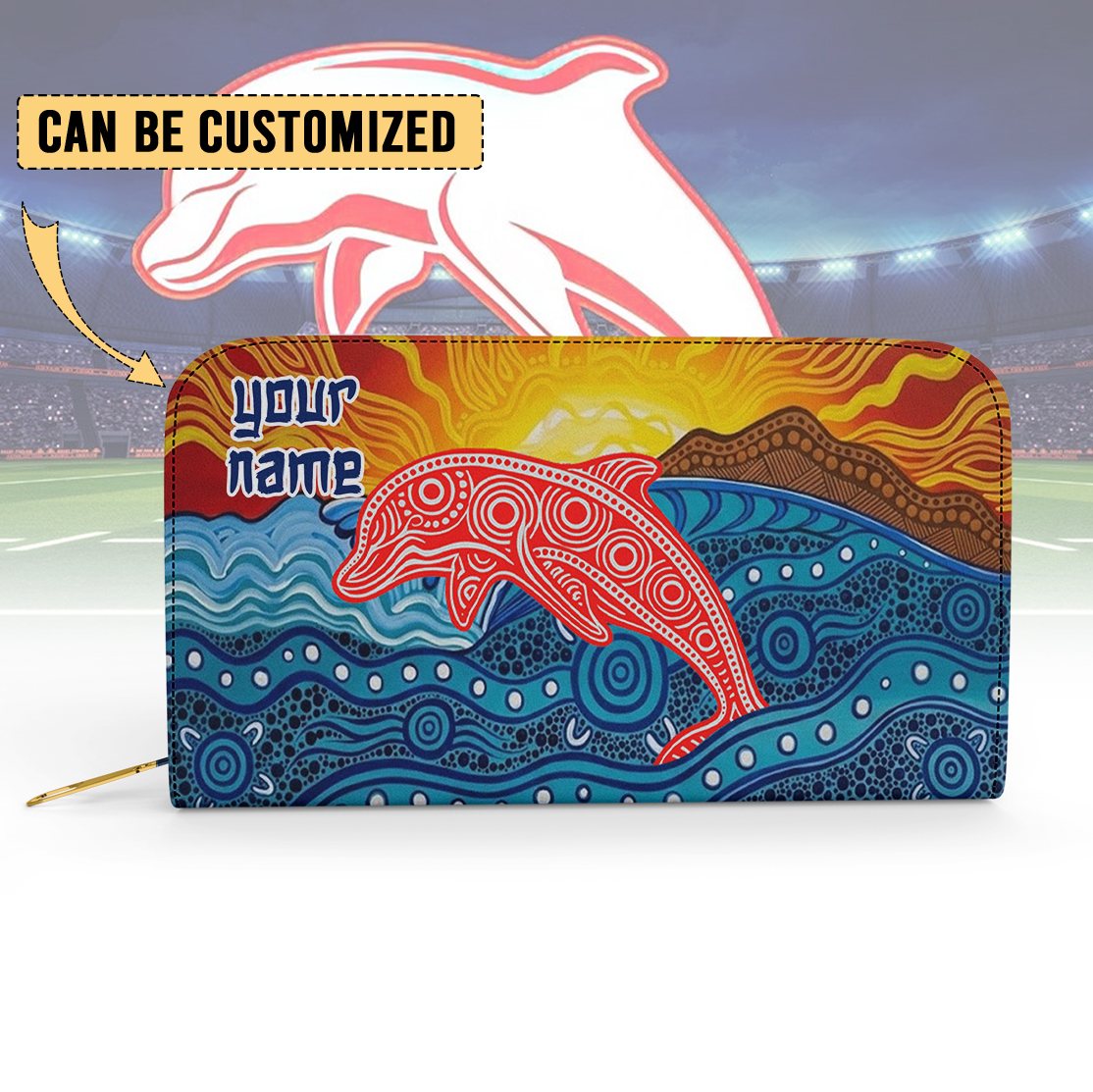 Auspiritmerch Dolphins Personalized Clutch Purse Gift For Fans