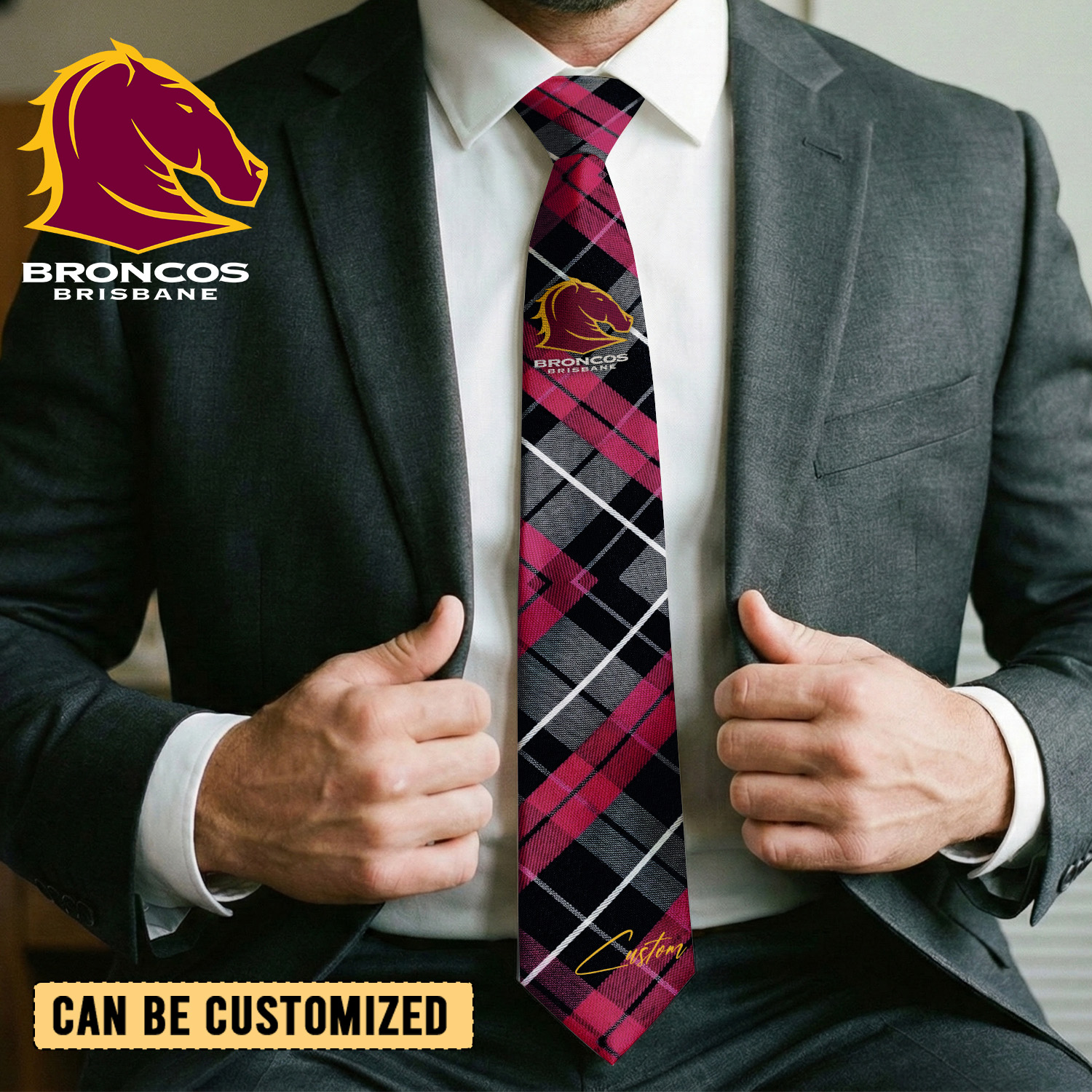 Auspiritmerch Brisbane Broncos Personalized Necktie Gifts For Fans