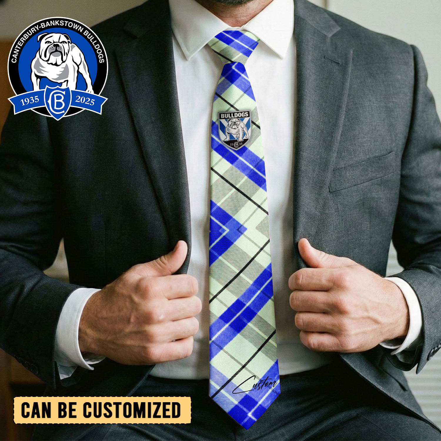 Auspiritmerch Canterbury-Bankstown Bulldogs Personalized Necktie Gifts For Fans