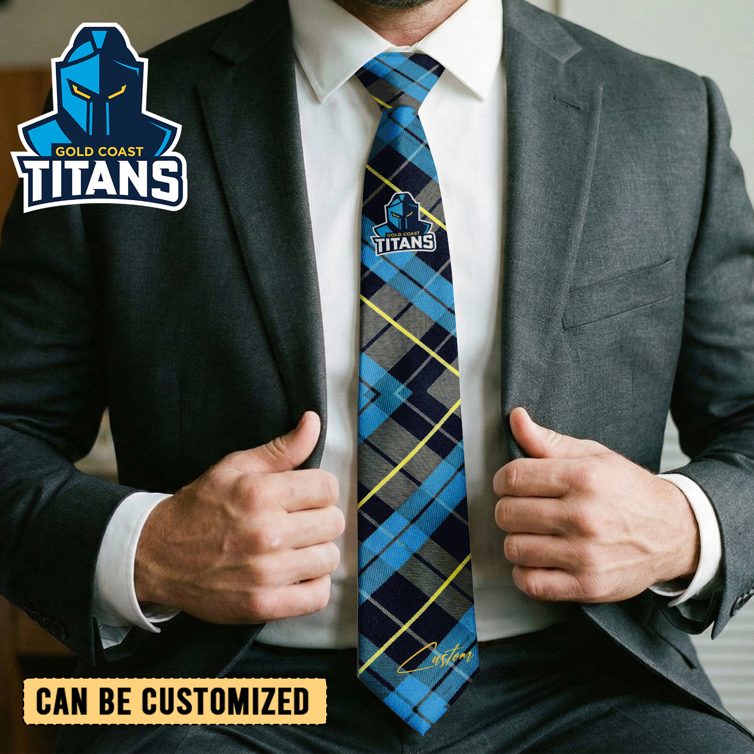 Auspiritmerch Gold Coast Titans Personalized Necktie Gifts For Fans
