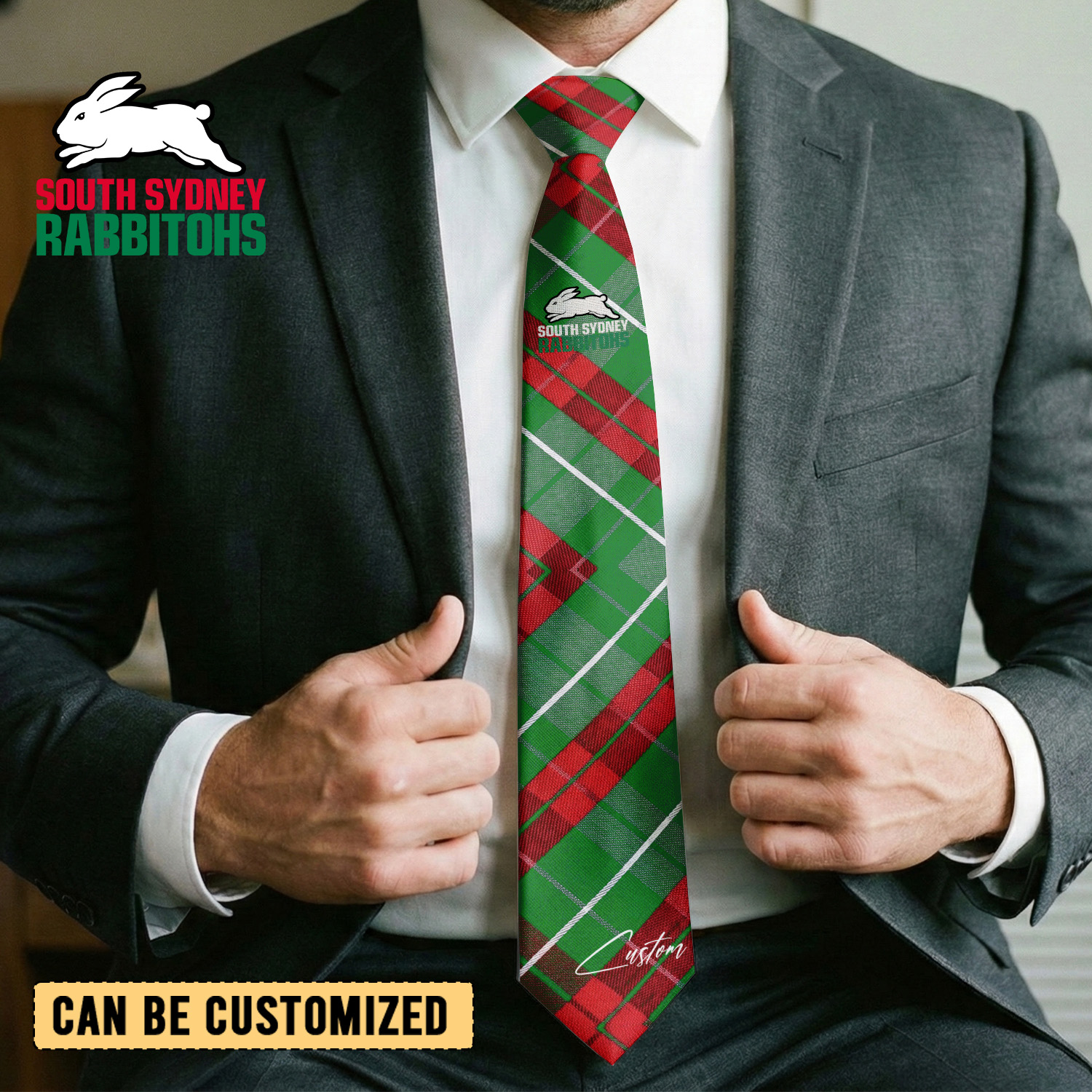 Auspiritmerch South Sydney Rabbitohs Personalized Necktie Gifts For Fans