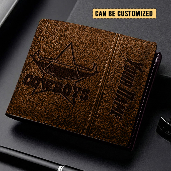 Auspiritmerch North Queensland Cowboys Personalized Leather Wallet Gift For Fans