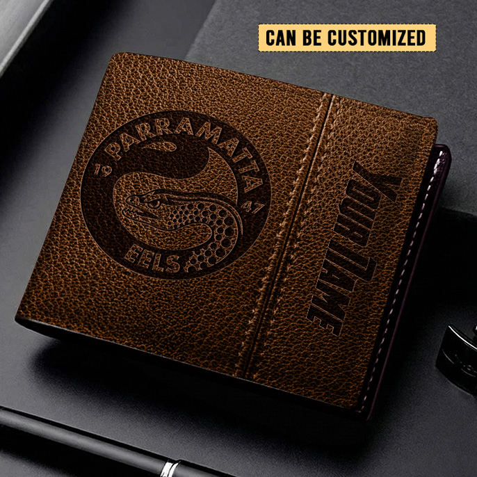 Auspiritmerch Parramatta Eels Personalized Leather Wallet Gift For Fans