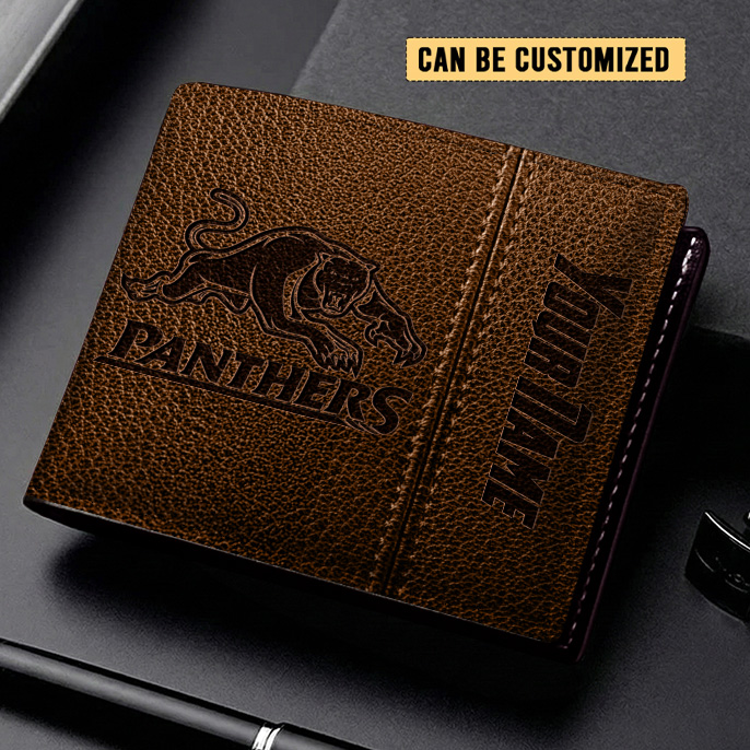 Auspiritmerch Penrith Panthers Personalized Leather Wallet Gift For Fans