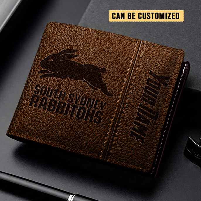 Auspiritmerch South Sydney Rabbitohs Personalized Leather Wallet Gift For Fans