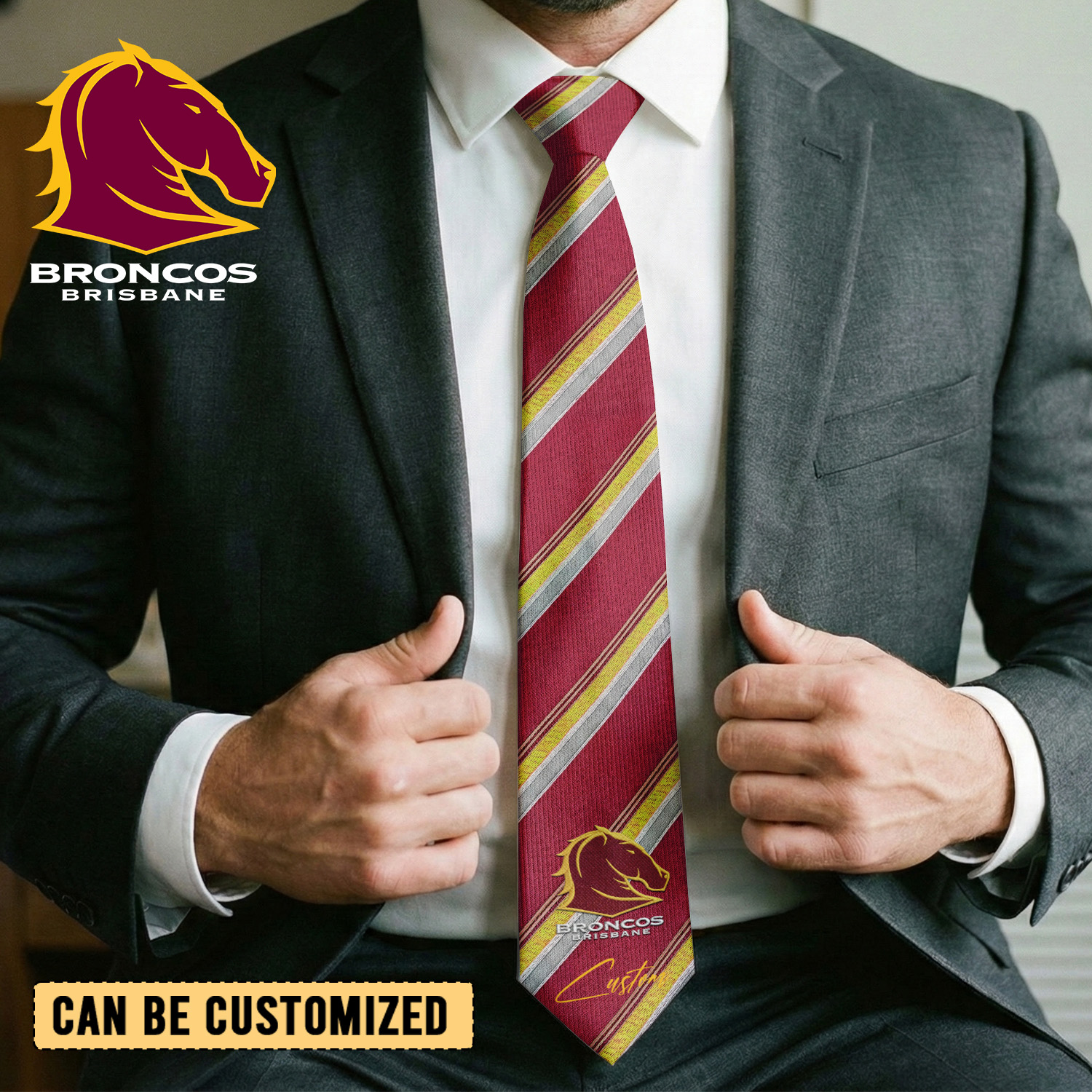Auspiritmerch Brisbane Broncos Personalized Necktie Gifts For Fans