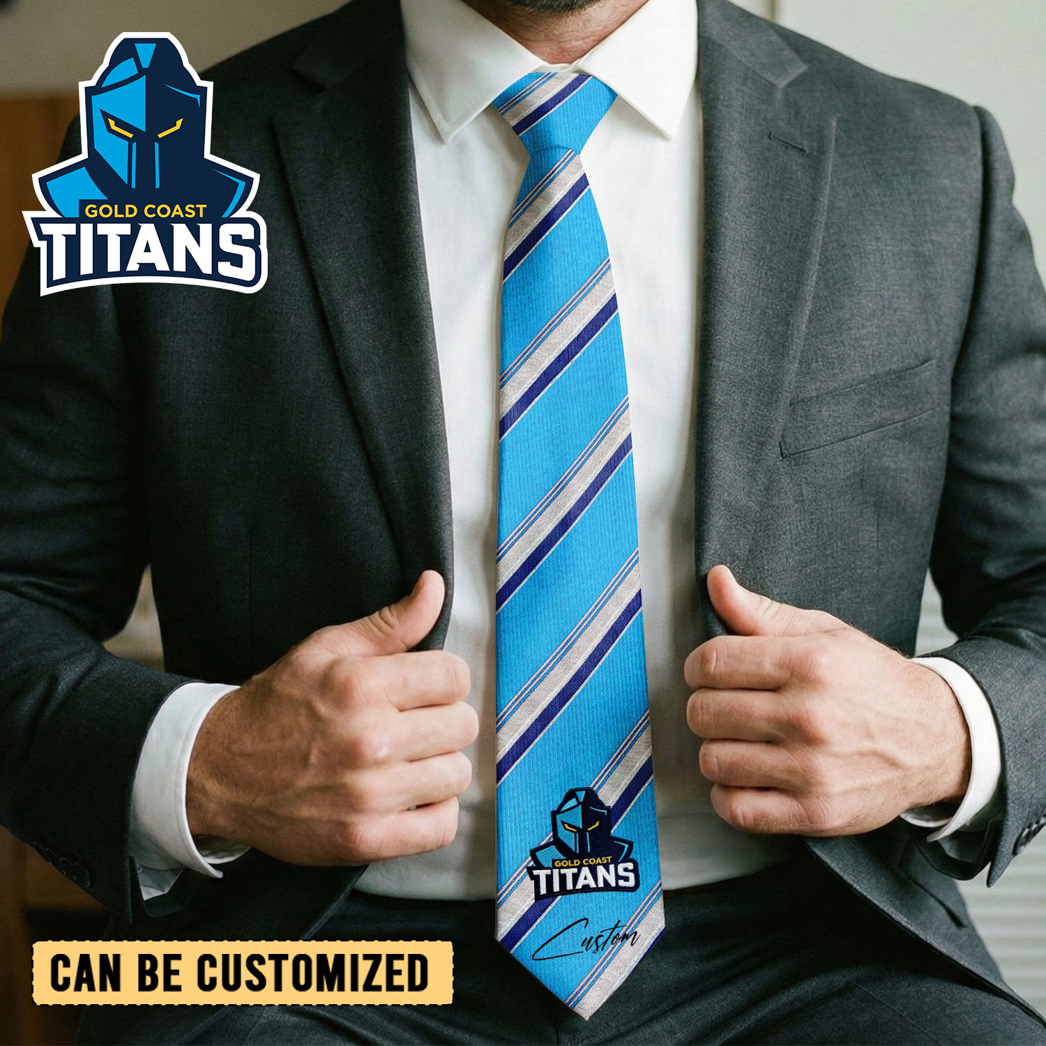 Auspiritmerch Gold Coast Titans Personalized Necktie Gifts For Fans
