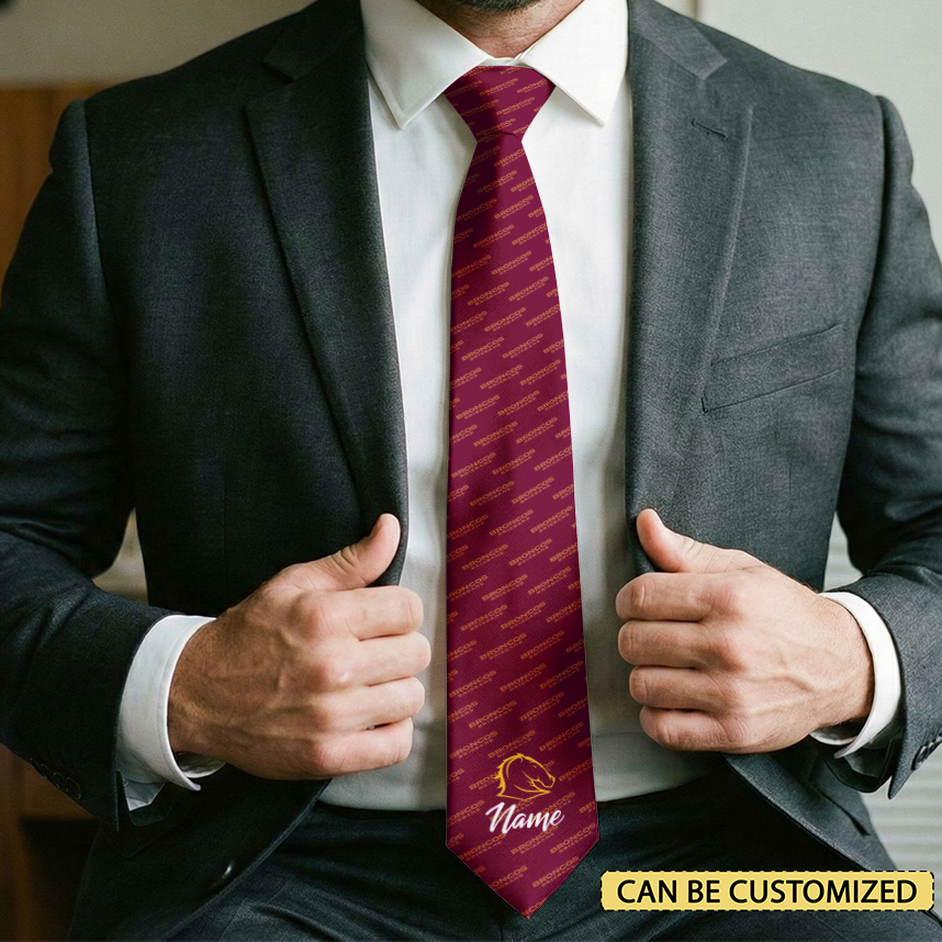 Auspiritmerch Brisbane Broncos Personalized Necktie Gifts For Fans