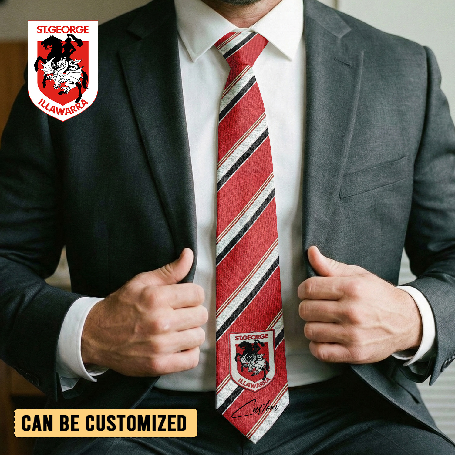 Auspiritmerch St. George Illawarra Dragons Personalized Necktie Gifts For Fans