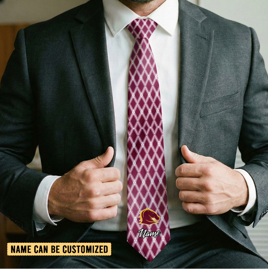 Auspiritmerch Brisbane Broncos Personalized Necktie Gifts For Fans