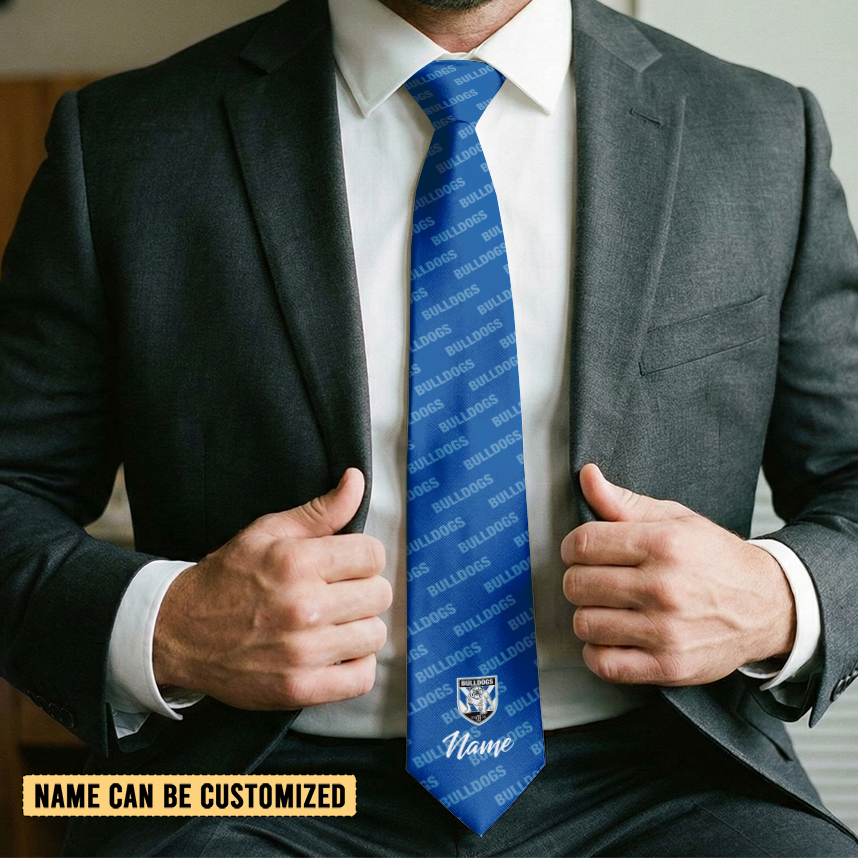 Auspiritmerch Canterbury-Bankstown Bulldogs Personalized Necktie Gifts For Fans