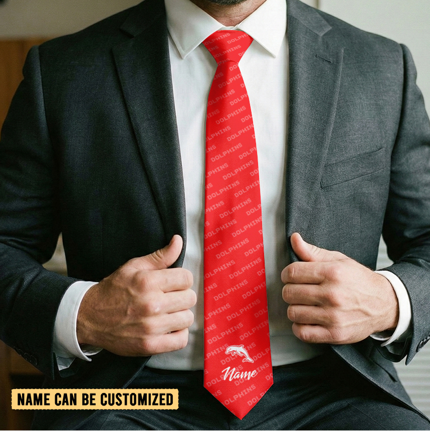 Auspiritmerch Dolphins Personalized Necktie Gifts For Fans