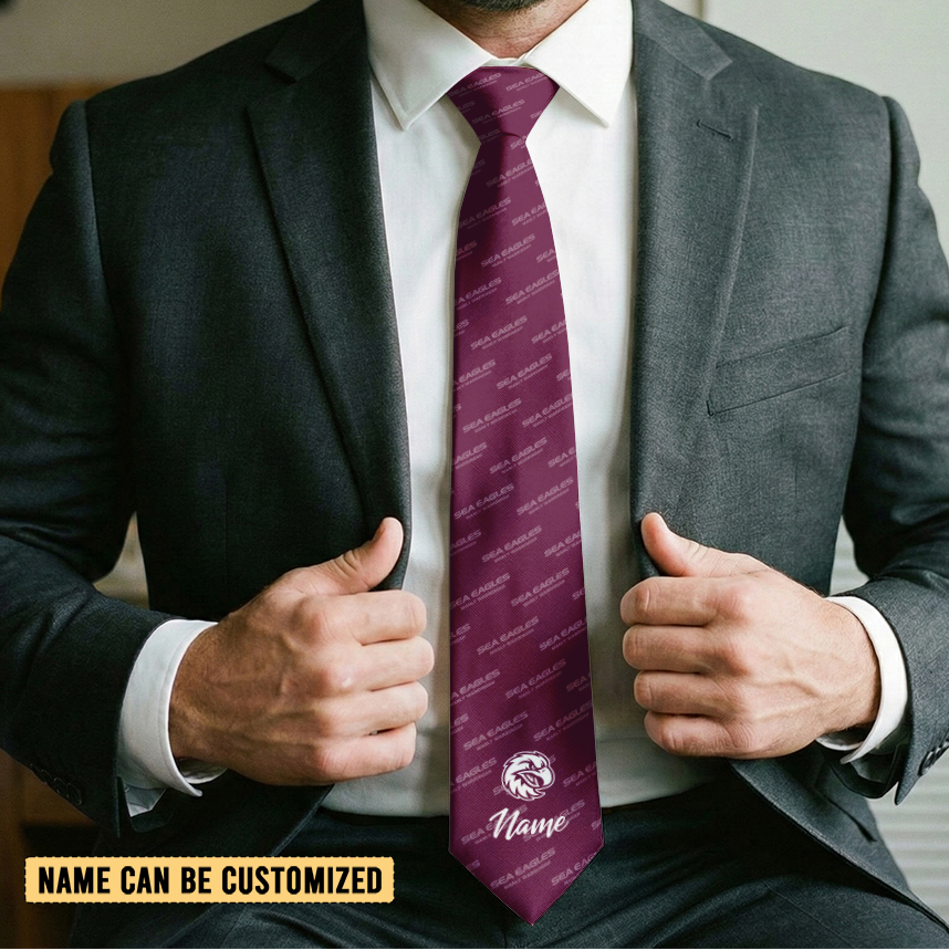Auspiritmerch Manly Warringah Sea Eagles Personalized Necktie Gifts For Fans