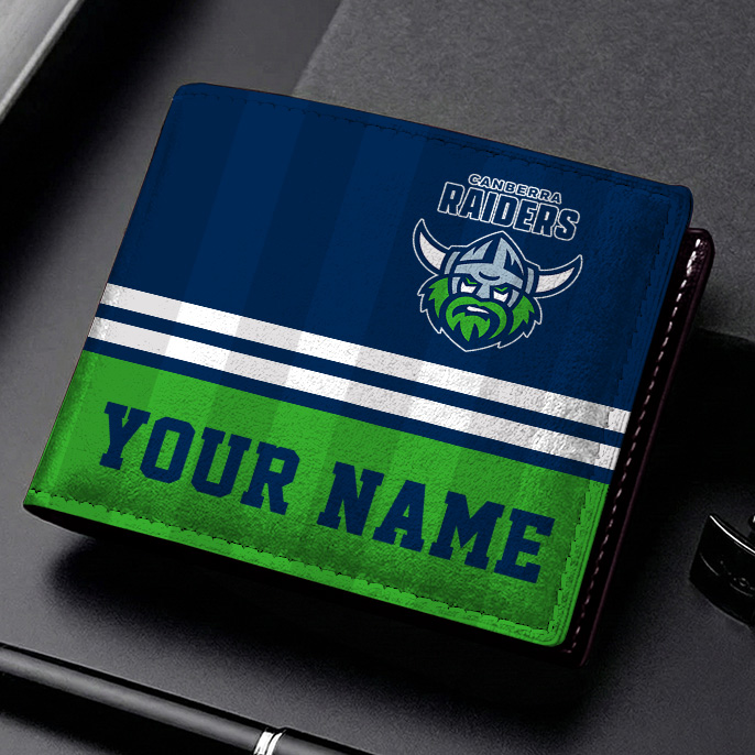 Auspiritmerch Canberra Raiders Personalized Leather Wallet Gift For Fans