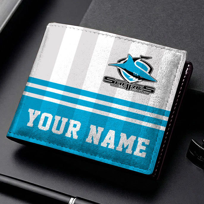 Auspiritmerch Cronulla-Sutherland Sharks Personalized Leather Wallet Gift For Fans