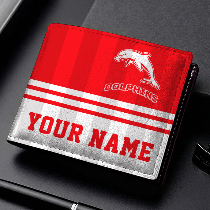 Auspiritmerch Dolphins Personalized Leather Wallet Gift For Fans