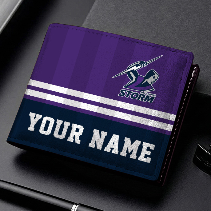 Auspiritmerch Melbourne Storm Personalized Leather Wallet Gift For Fans