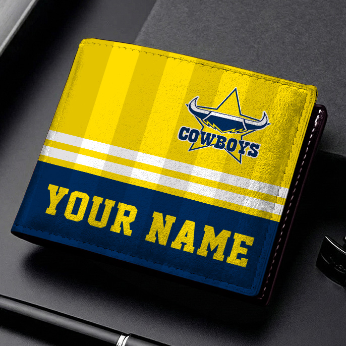 Auspiritmerch North Queensland Cowboys Personalized Leather Wallet Gift For Fans