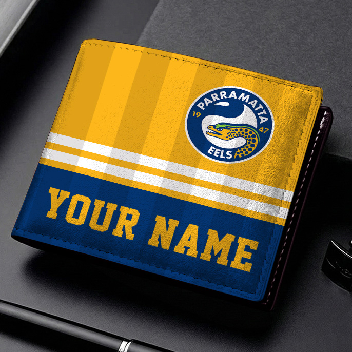 Auspiritmerch Parramatta Eels Personalized Leather Wallet Gift For Fans