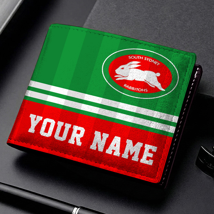 Auspiritmerch South Sydney Rabbitohs Personalized Leather Wallet Gift For Fans