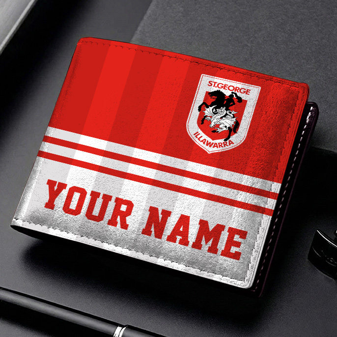 Auspiritmerch St. George Illawarra Dragons Personalized Leather Wallet Gift For Fans