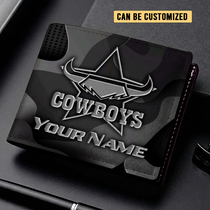 Auspiritmerch North Queensland Cowboys Personalized Leather Wallet Gift For Fans
