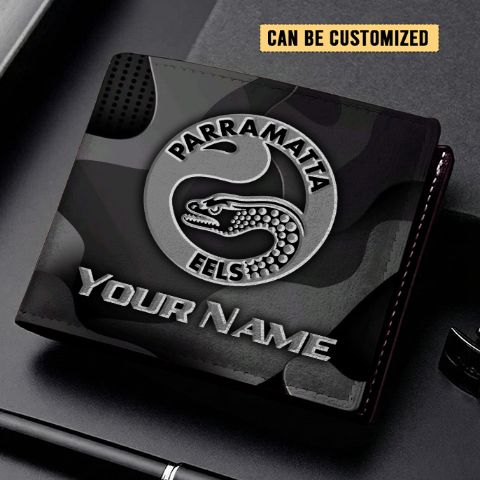 Auspiritmerch Parramatta Eels Personalized Leather Wallet Gift For Fans