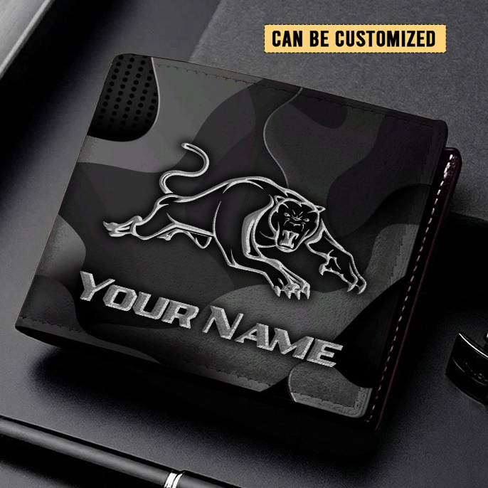 Auspiritmerch Penrith Panthers Personalized Leather Wallet Gift For Fans
