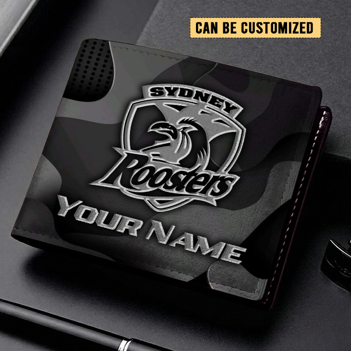 Auspiritmerch Sydney Roosters Personalized Leather Wallet Gift For Fans