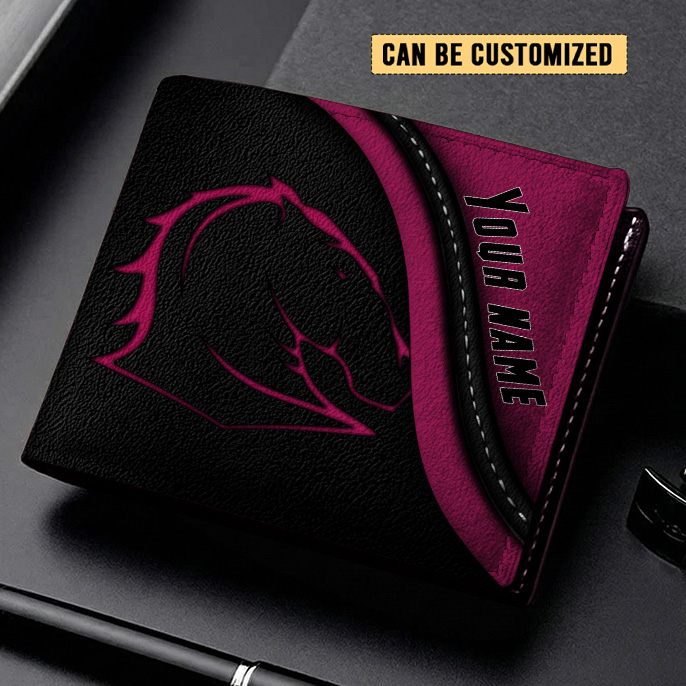 Auspiritmerch Brisbane Broncos Personalized Leather Wallet Gift For Fans