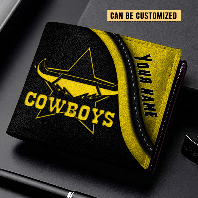 Auspiritmerch North Queensland Cowboys Personalized Leather Wallet Gift For Fans