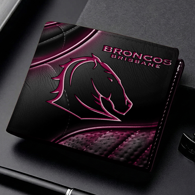 Auspiritmerch Brisbane Broncos Personalized Leather Wallet Gift For Fans