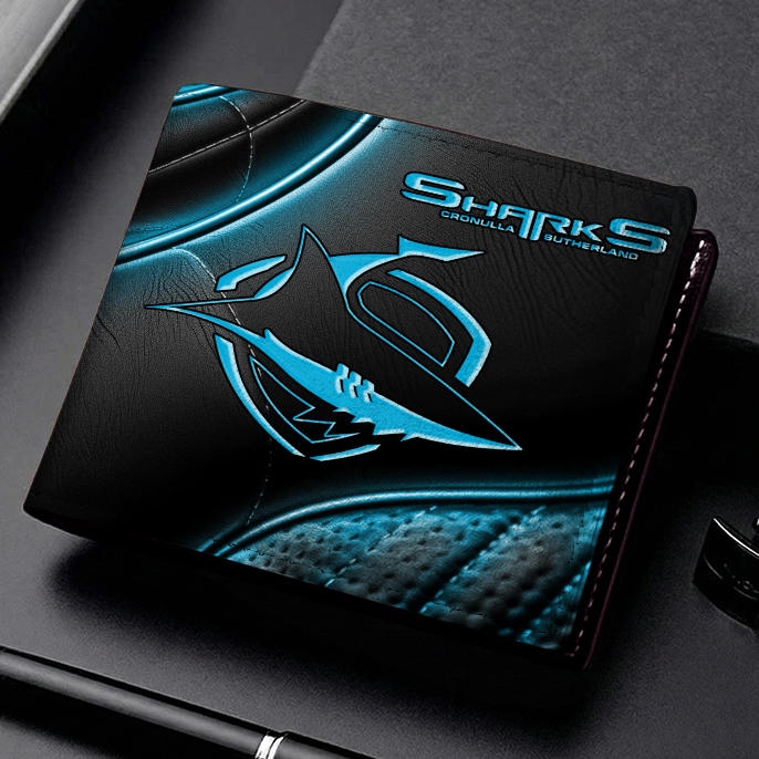 Auspiritmerch Cronulla-Sutherland Sharks Personalized Leather Wallet Gift For Fans