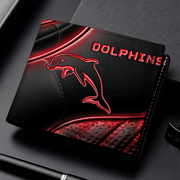 Auspiritmerch Dolphins Personalized Leather Wallet Gift For Fans