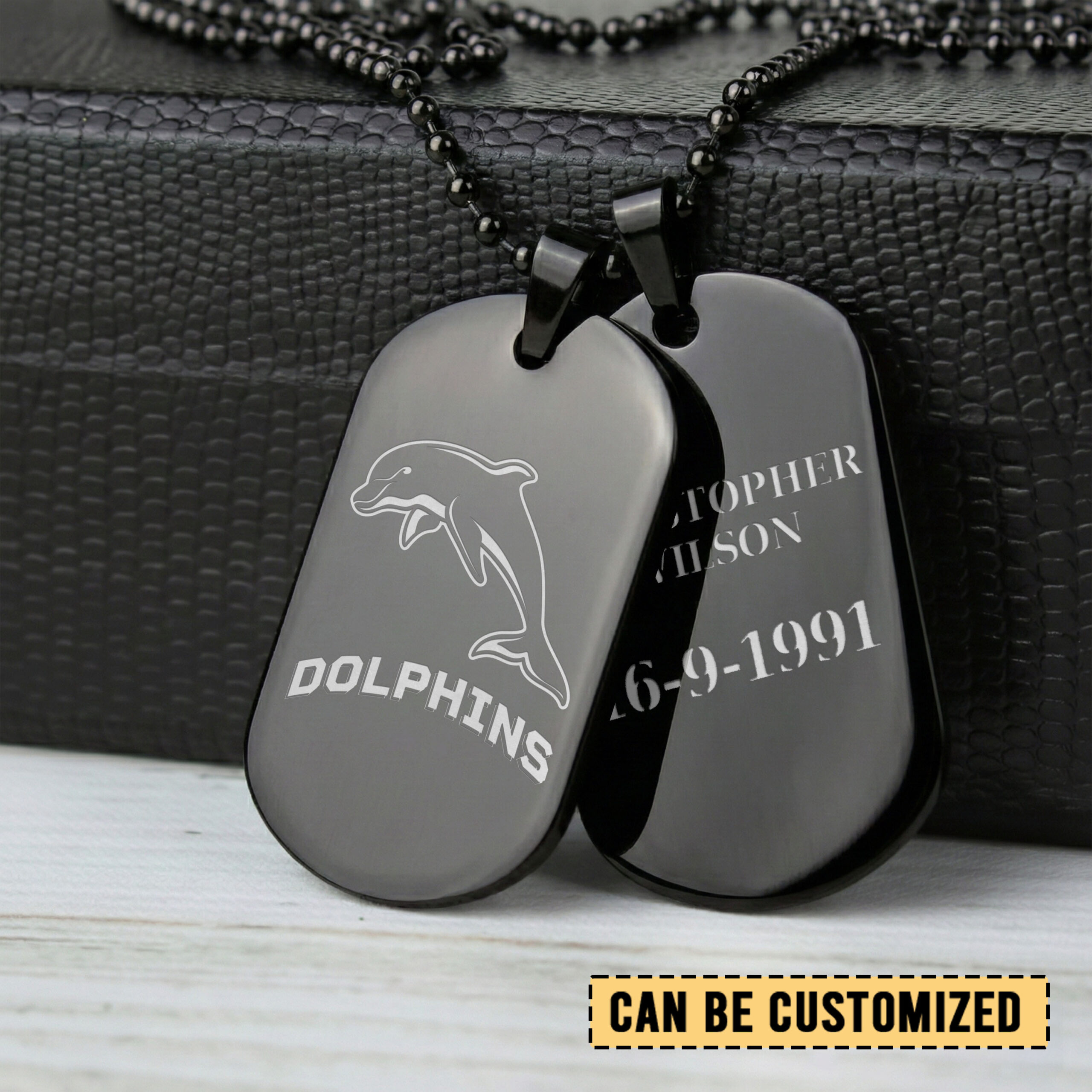 Auspiritmerch Dolphins Personalized Necklace Dog Tag For Fans