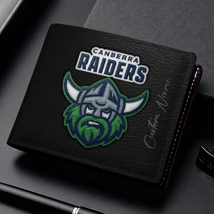 Auspiritmerch Canberra Raiders Personalized Leather Wallet Gift For Fans