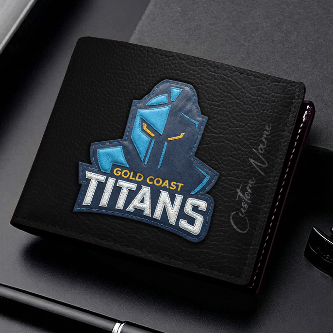 Auspiritmerch Gold Coast Titans Personalized Leather Wallet Gift For Fans