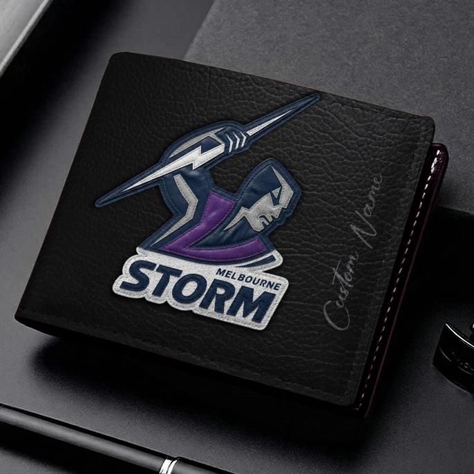 Auspiritmerch Melbourne Storm Personalized Leather Wallet Gift For Fans
